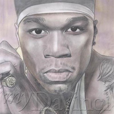 DaVinci Sketch Print of Singer 50 Cent,by myDaVinci - myDaVinci